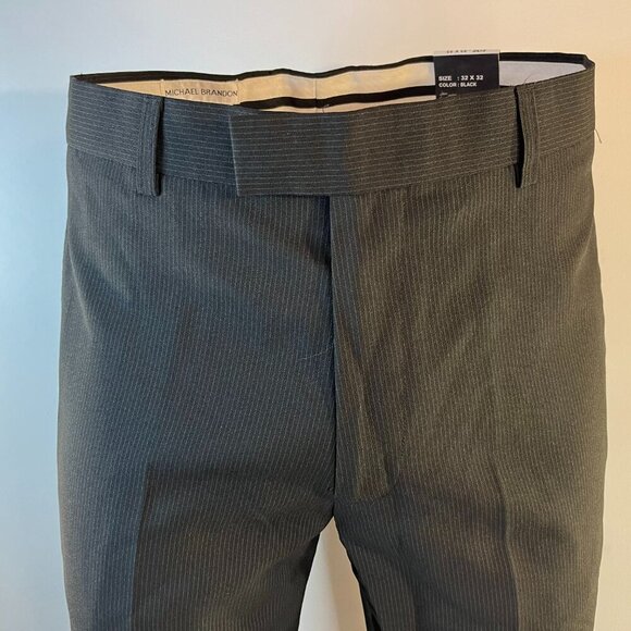Michael Brandon Men's Black Pinstripe Dress Pants - Size 32 x 32 - NWT - Picture 3 of 5
